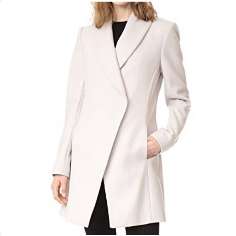 Alice+Olivia vance cream crossover wool blend coat sz XS